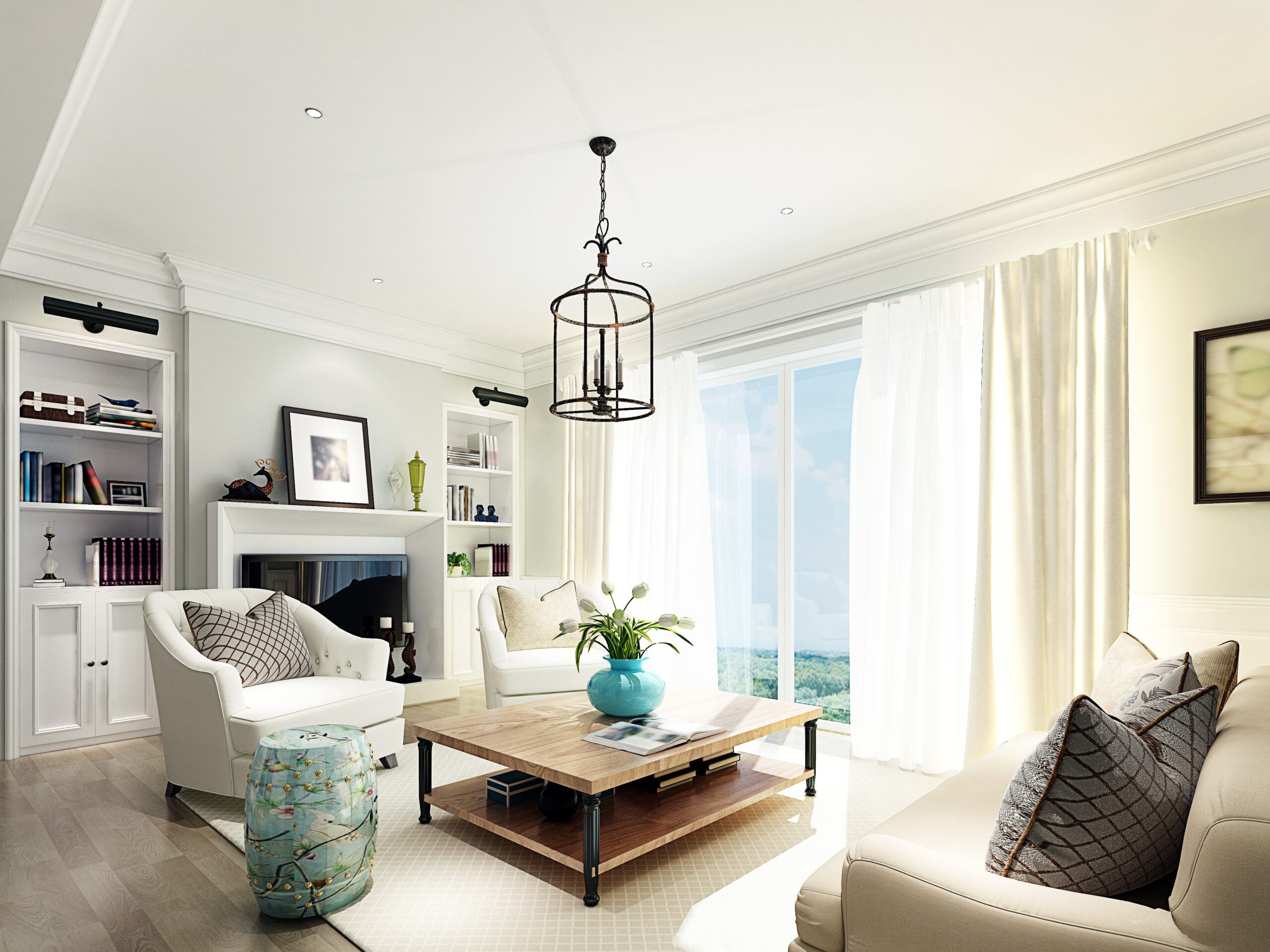 3d render modern living room